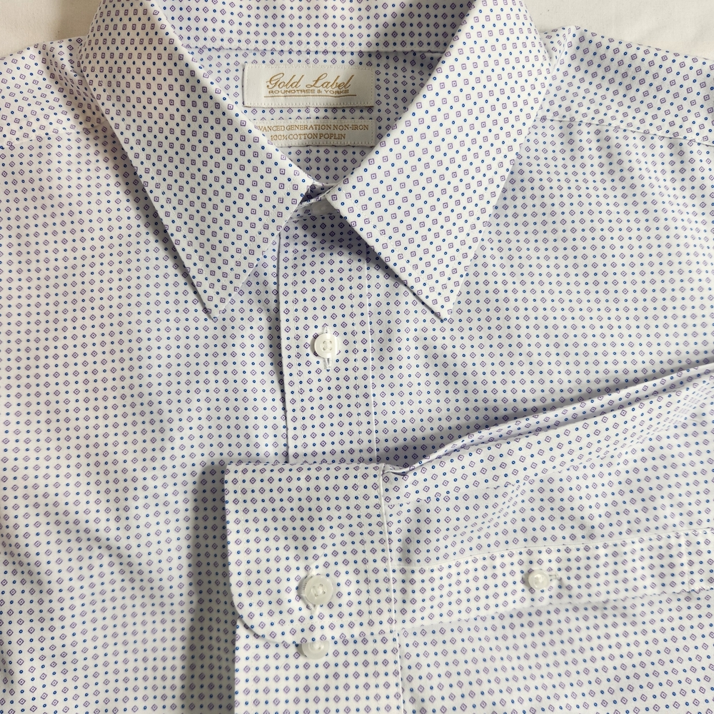 Roundtree Yorke Gold Label Men's  Shirt Size 20 36-37 Tall Purple Poplin 59 - Picture 9 of 9
